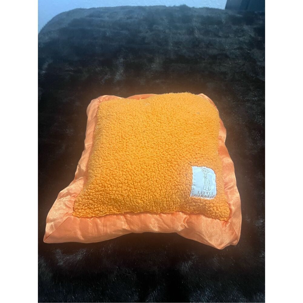 Little Giraffe Luxe Pillow, orange satin chenille